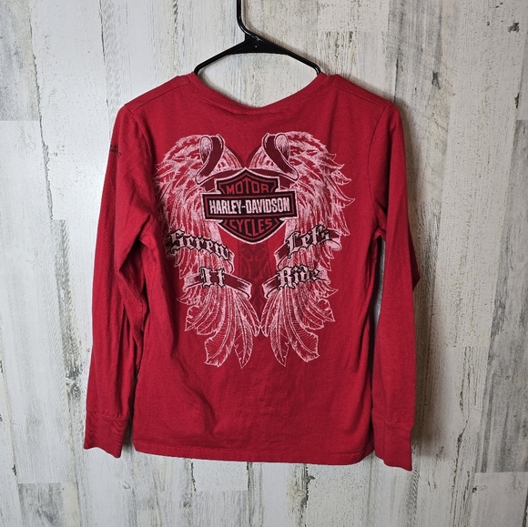 Harley Davidson 2010 Screw It Lets Ride Ogden Utah Red Long Sleeve Womens Large - Picture 4 of 9